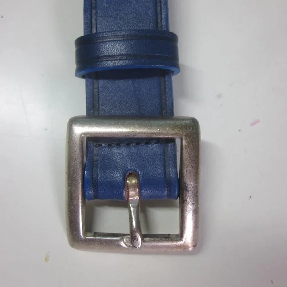 Gap Blue Leather Belt  Solid Brass Buckle  Fits 27